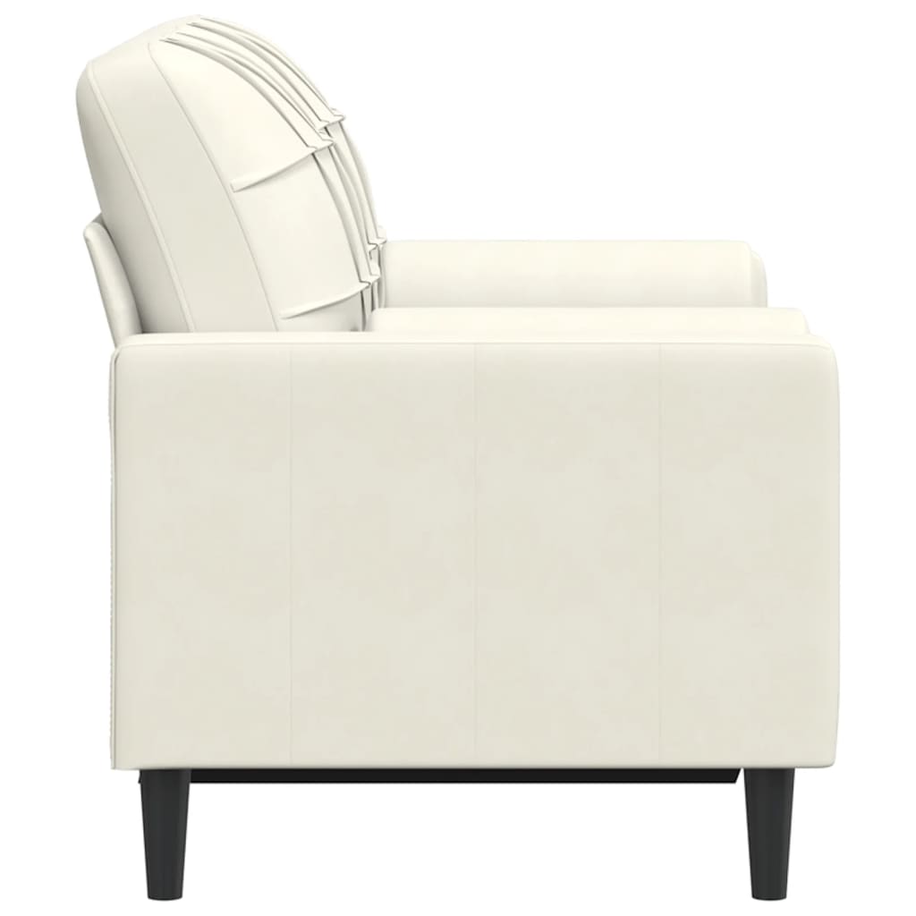 2-personers sofa med dekorative hynder creme 120 cm fløjl