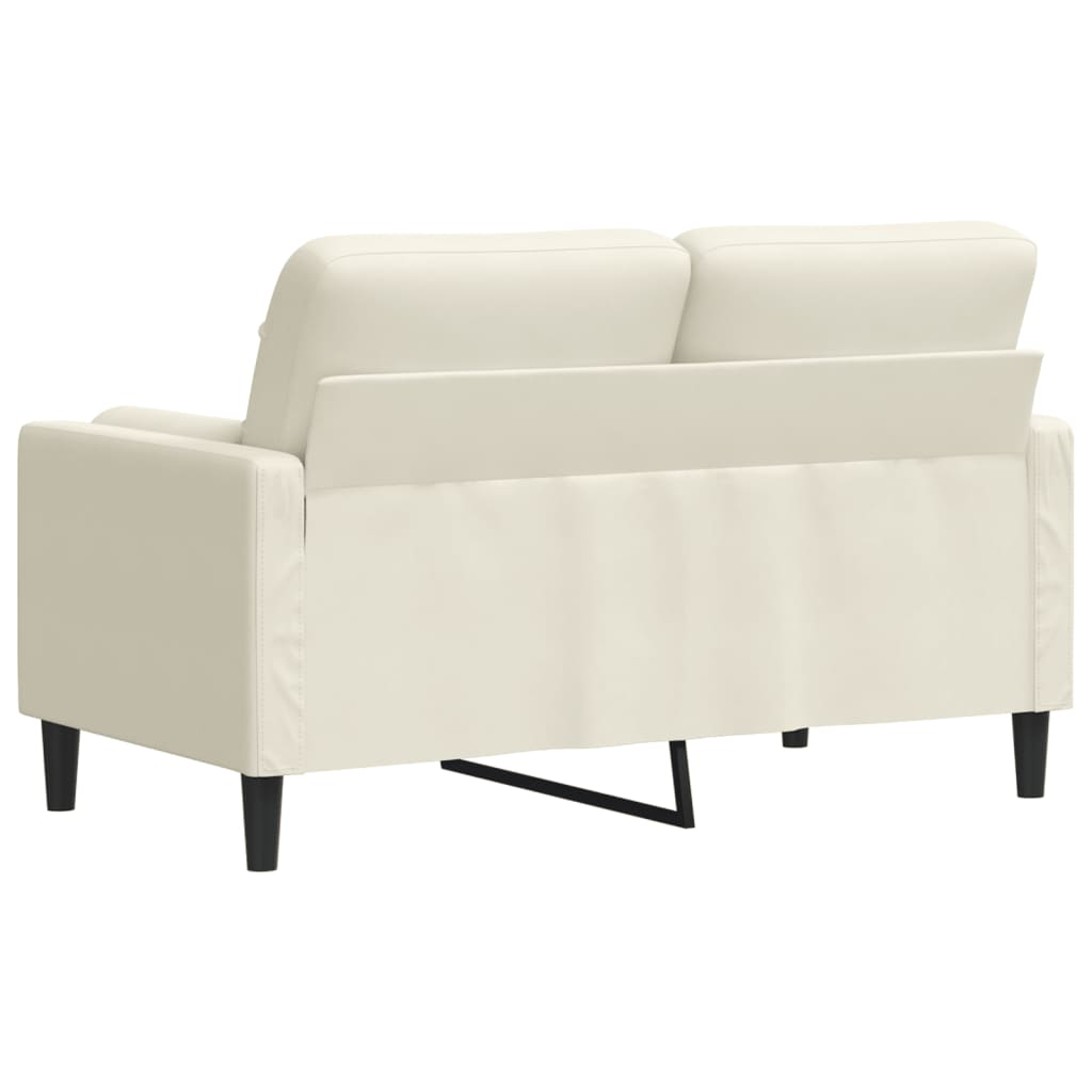 2-personers sofa med dekorative hynder creme 120 cm fløjl