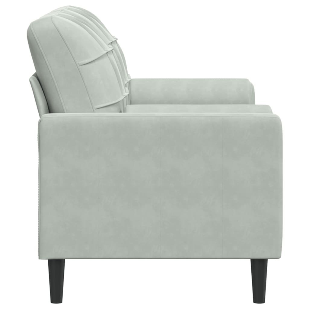 2-personers sofa med pyntepuder lysegrå 140 cm fløjl