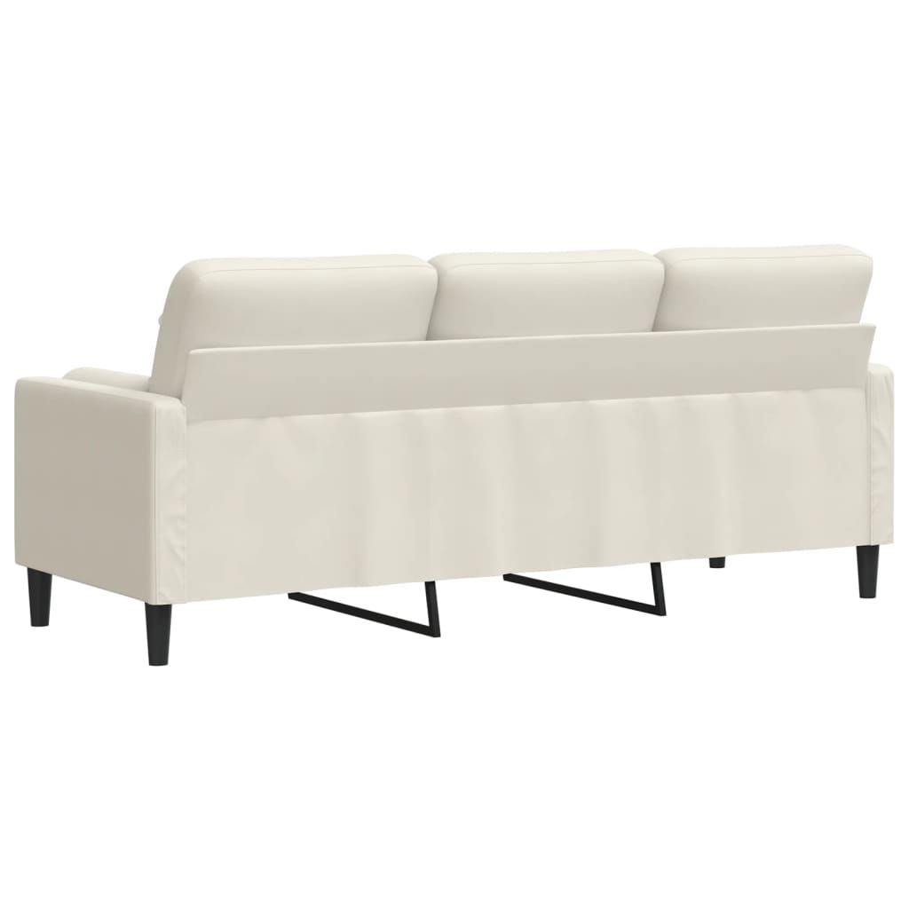 3-personers sofa med dekorative hynder creme 180 cm fløjl