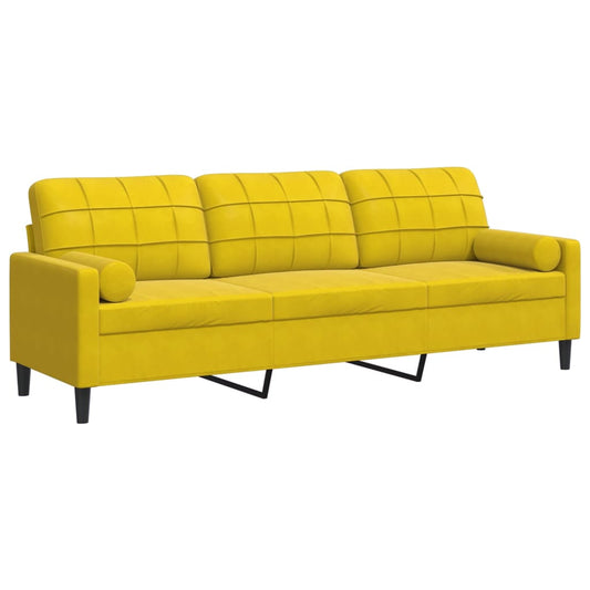 Sofa 3-Sitzer mit Zierkissen Gelb 210 cm Samt
