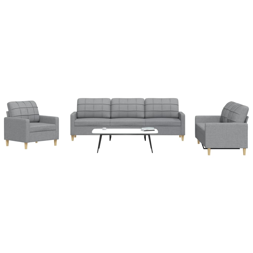 3-delt Sofasæt lysegråt stof