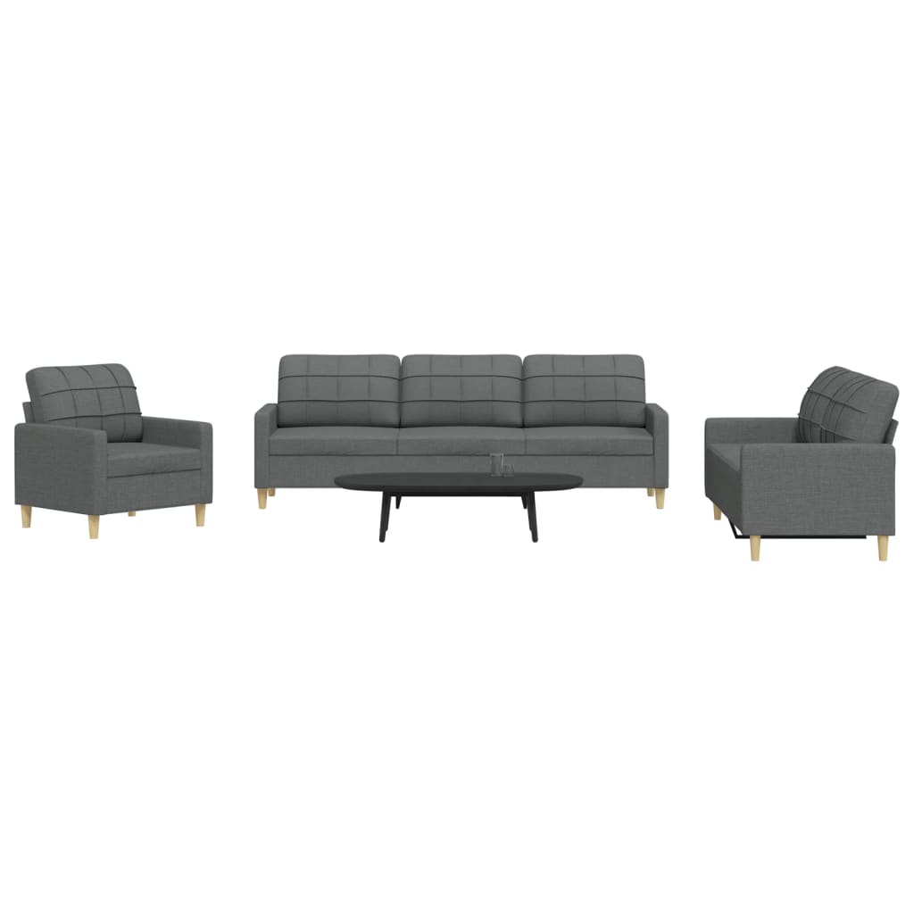 3-delt Sofasæt mørkegrå stof