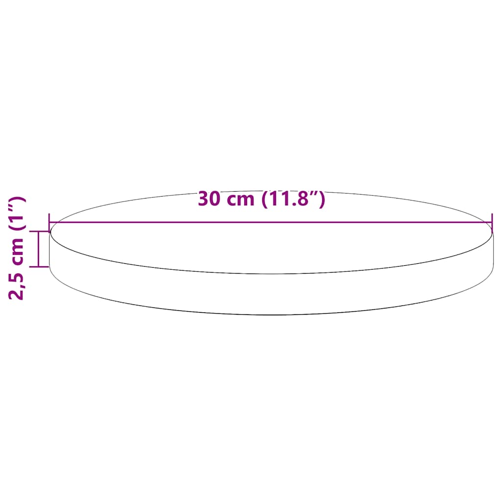 Bordplade rund voksbrun Ø30x2,5 cm massivt fyrretræ