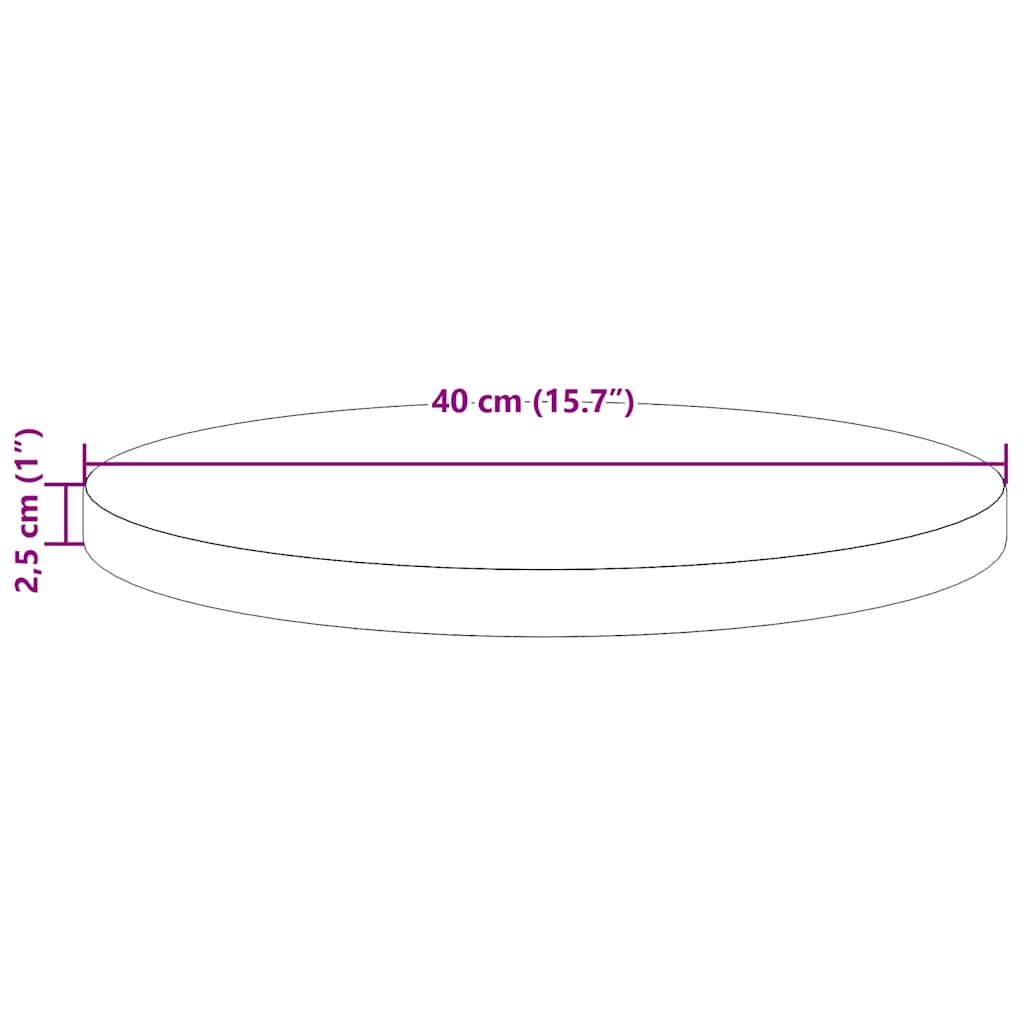 Bordplade rund voksbrun Ø40x2,5 cm massivt fyrretræ