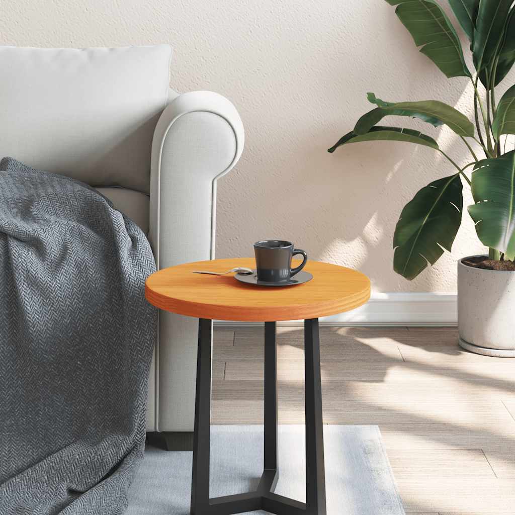 Bordplade rund voksbrun Ø40x2,5 cm massivt fyrretræ