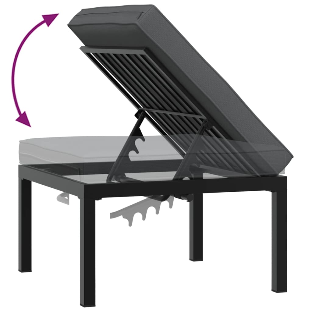 Havetaburet med pude sort aluminium