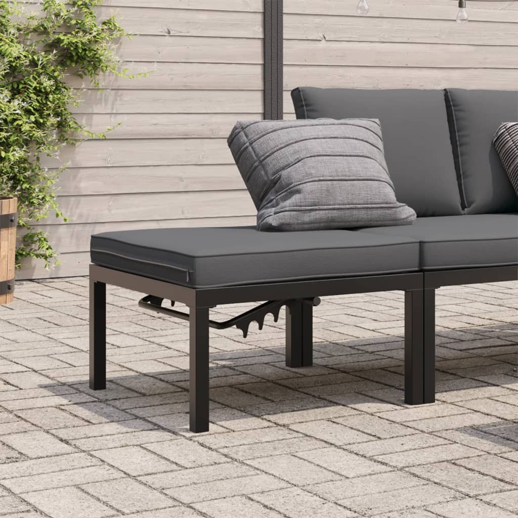 Havetaburet med pude sort aluminium