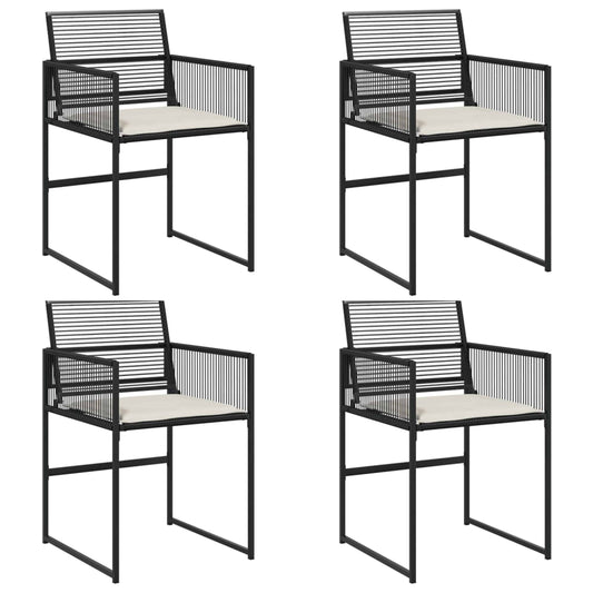 Gartenstühle mit Kissen 4 Stk. Schwarz Poly Rattan