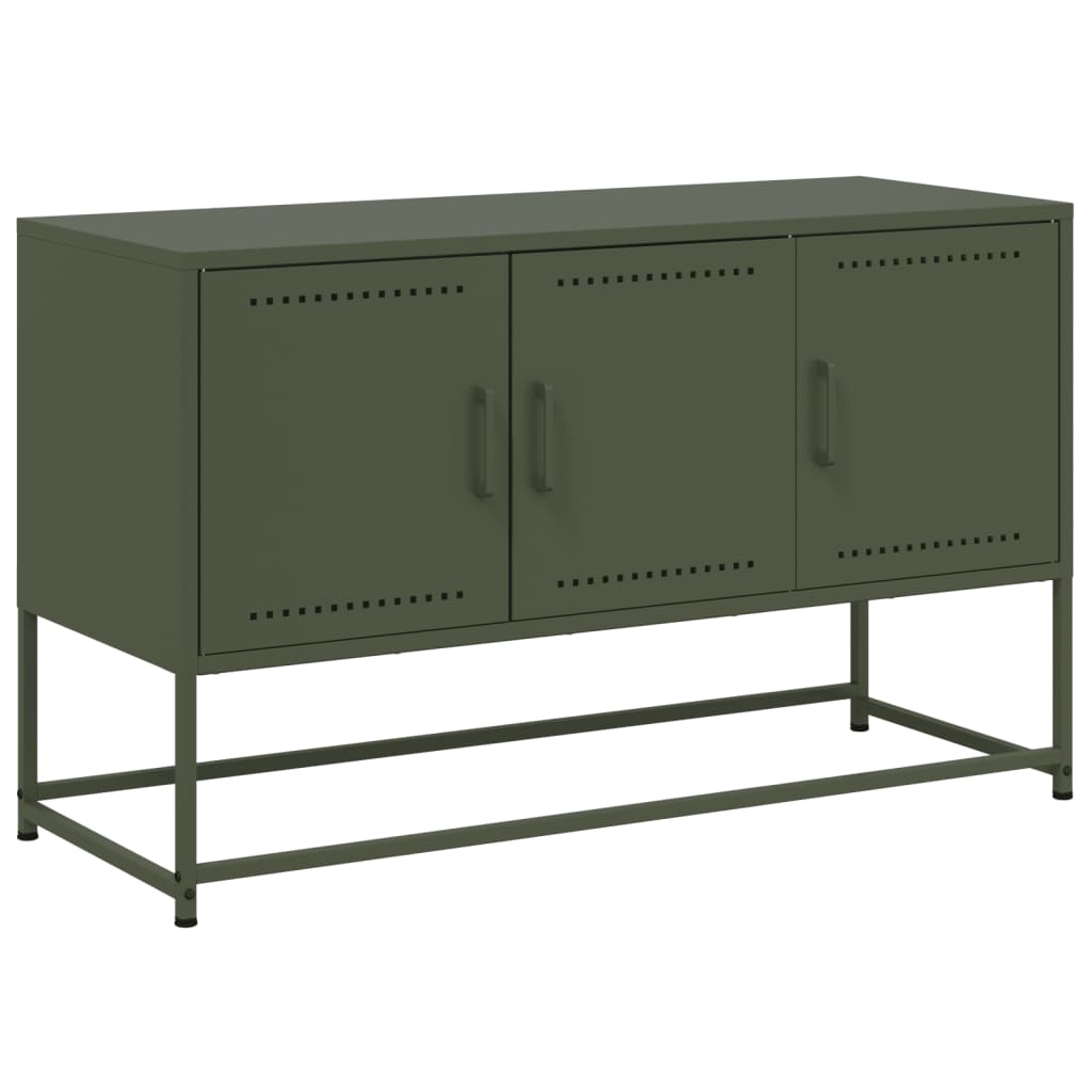 TV-skab Olivengrøn 100,5x39x60,5 cm Stål
