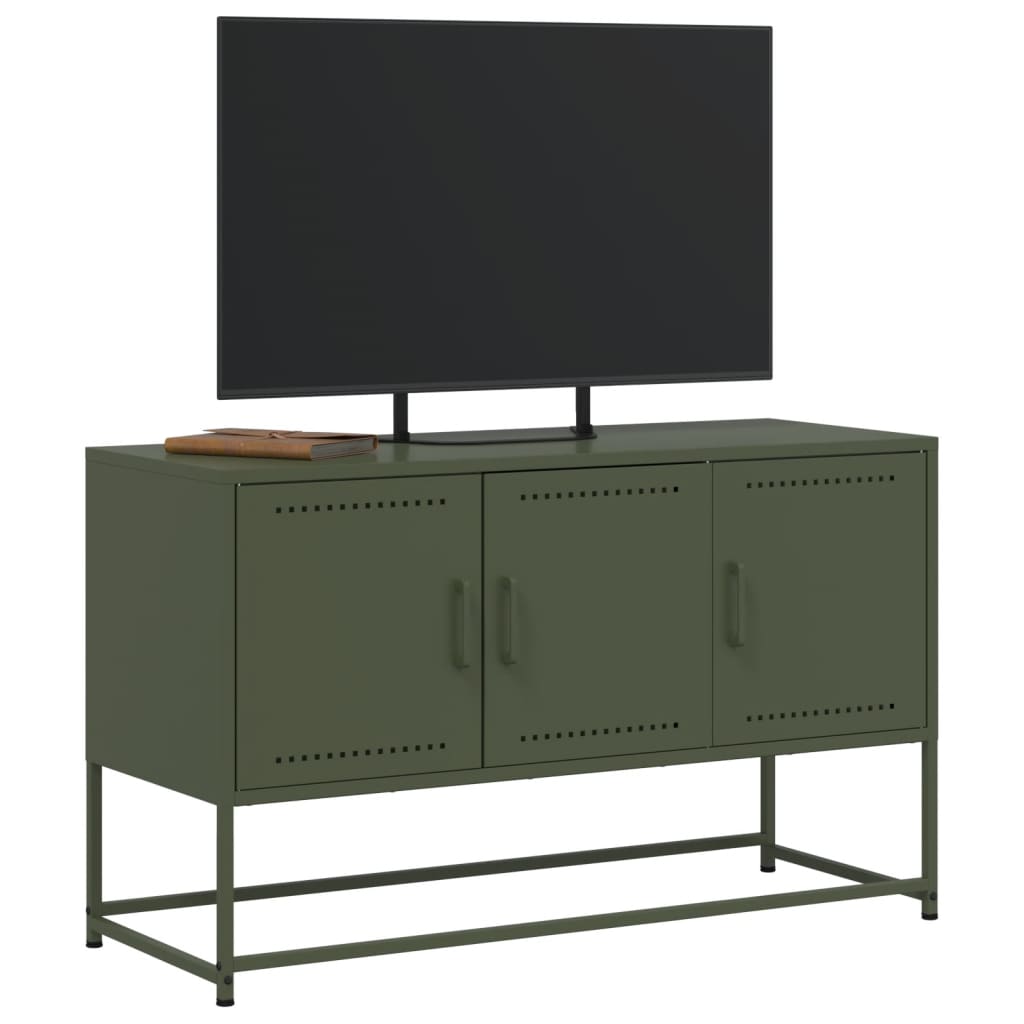 TV-skab Olivengrøn 100,5x39x60,5 cm Stål