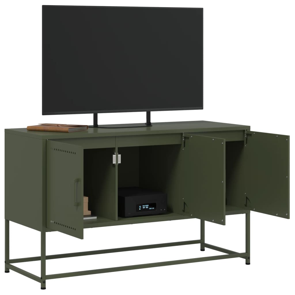 TV-skab Olivengrøn 100,5x39x60,5 cm Stål