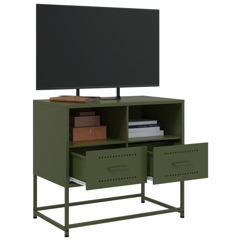 TV-skab Olivengrøn 68x39x60,5 cm Stål