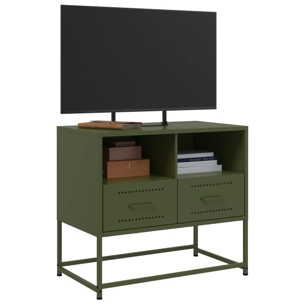TV-skab Olivengrøn 68x39x60,5 cm Stål