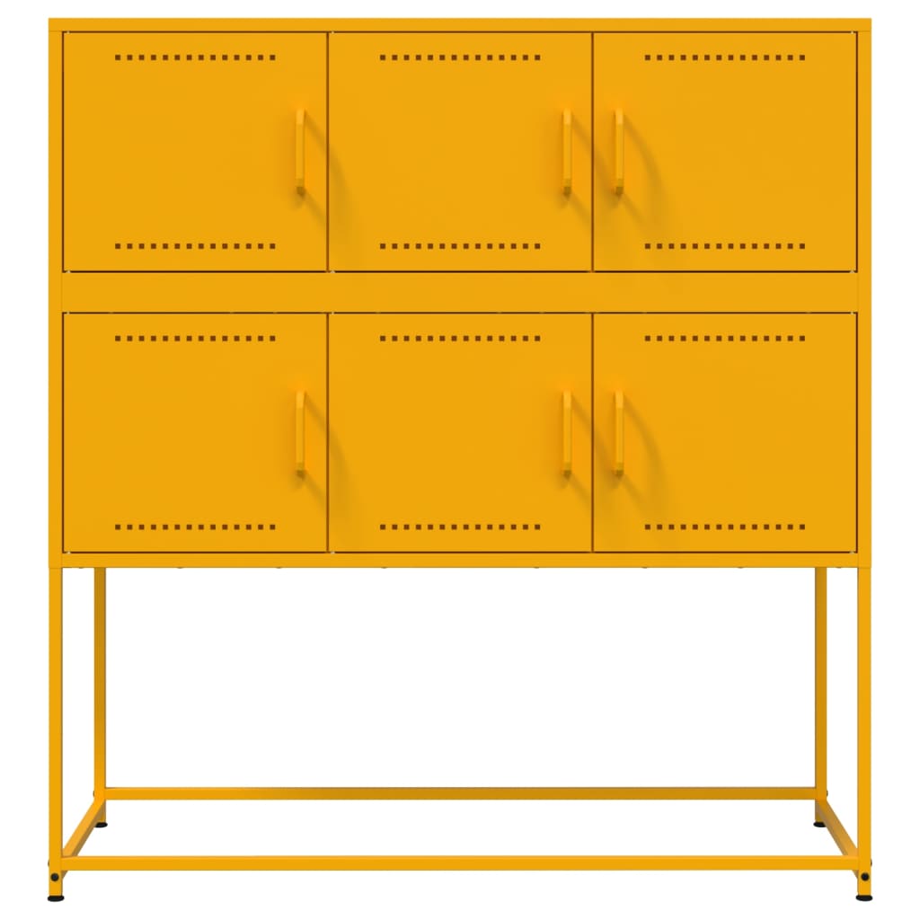 Skænk sennepsgul 100,5x39x107 cm stål