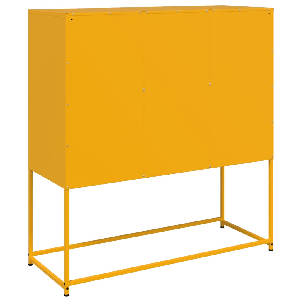 Skænk sennepsgul 100,5x39x107 cm stål