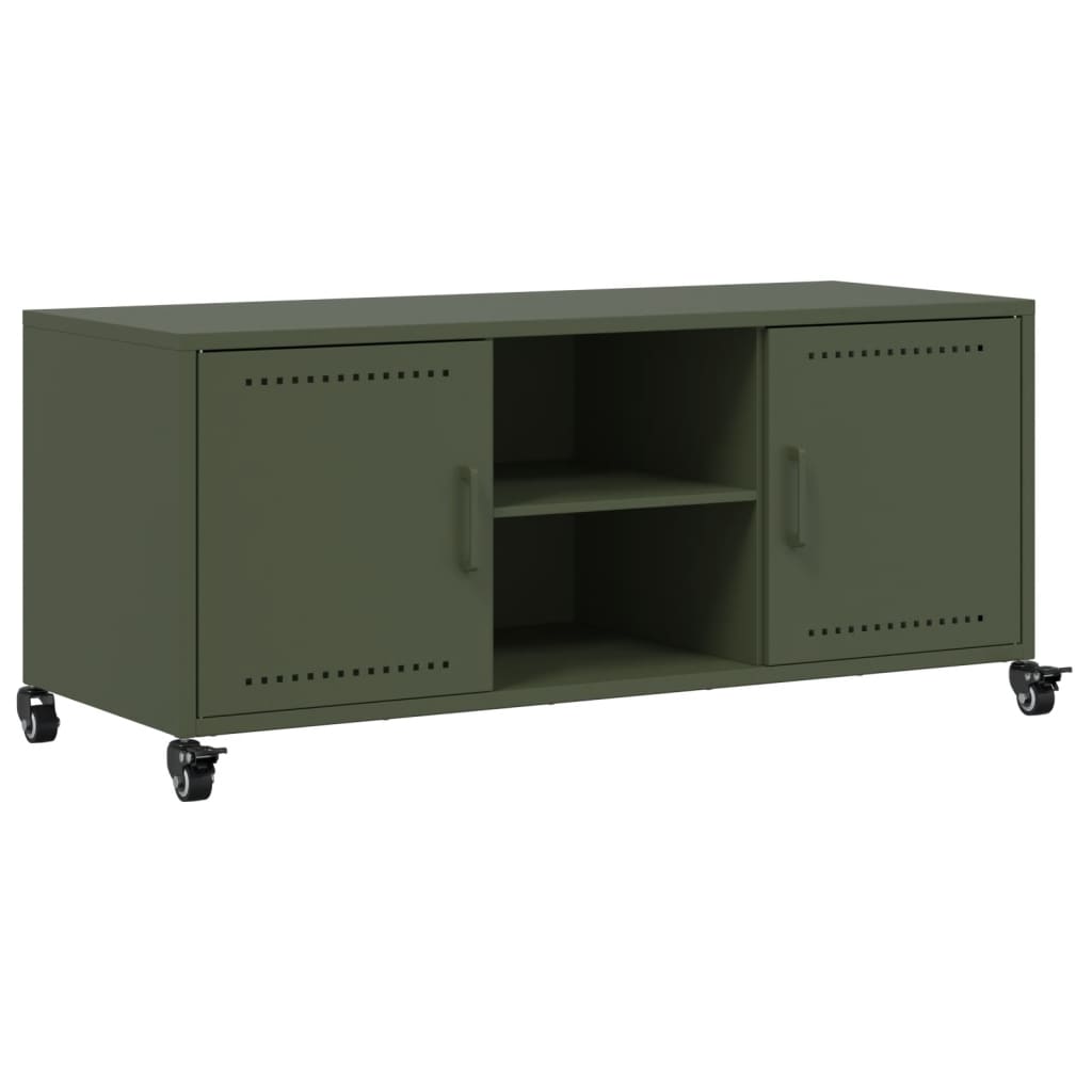 TV-skab Olivengrøn 100,5x39x43,5 cm Stål