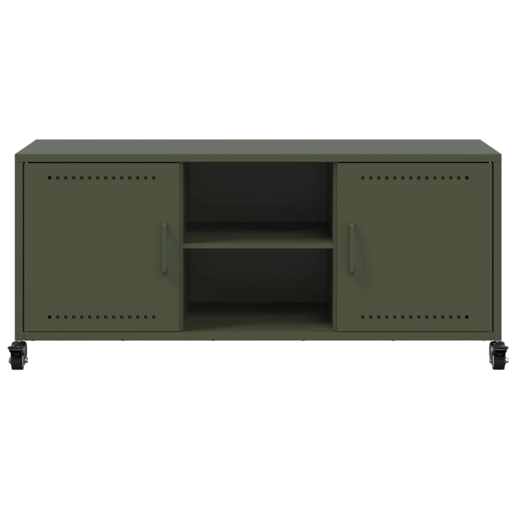 TV-skab Olivengrøn 100,5x39x43,5 cm Stål