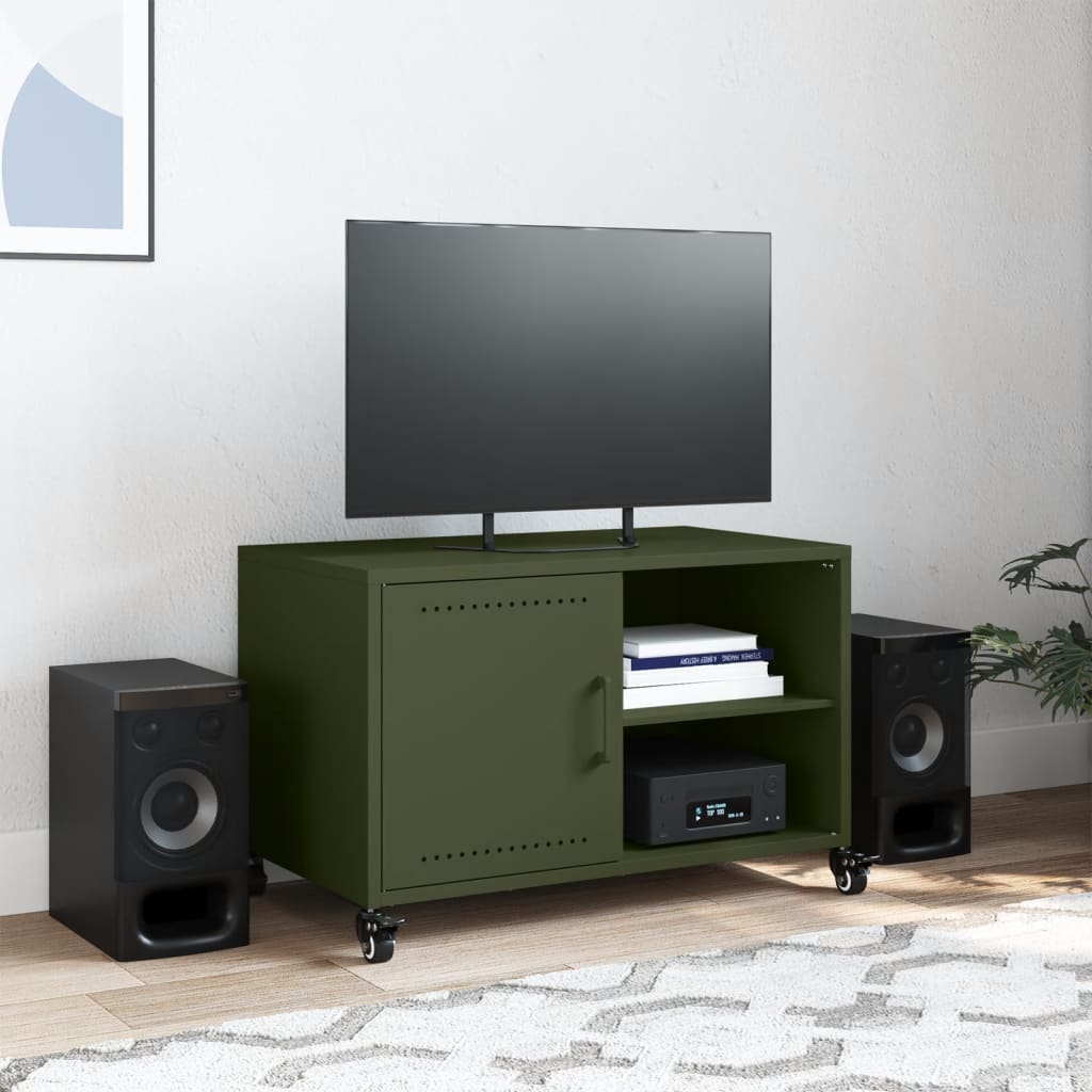TV-skab Olivengrøn 68x39x43,5 cm Stål