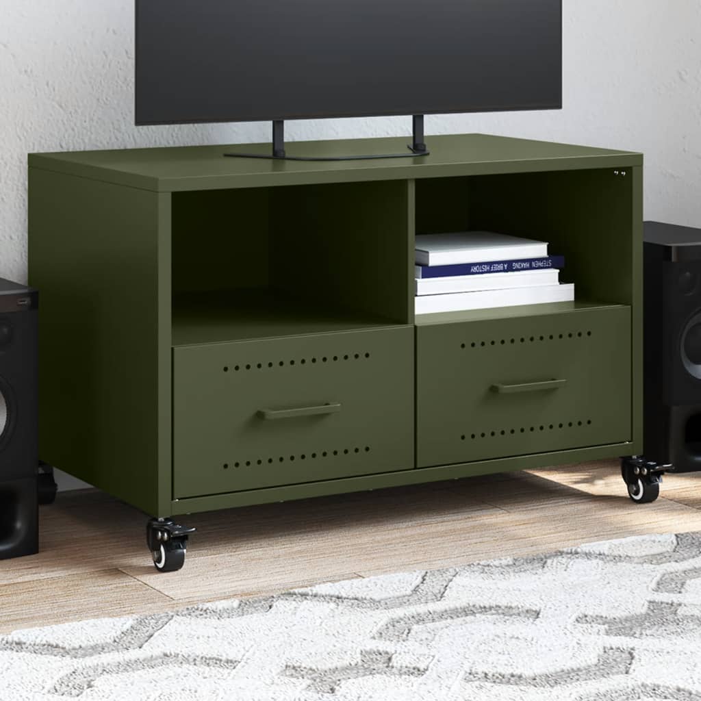 TV-skab Olivengrøn 68x39x43,5 cm Stål