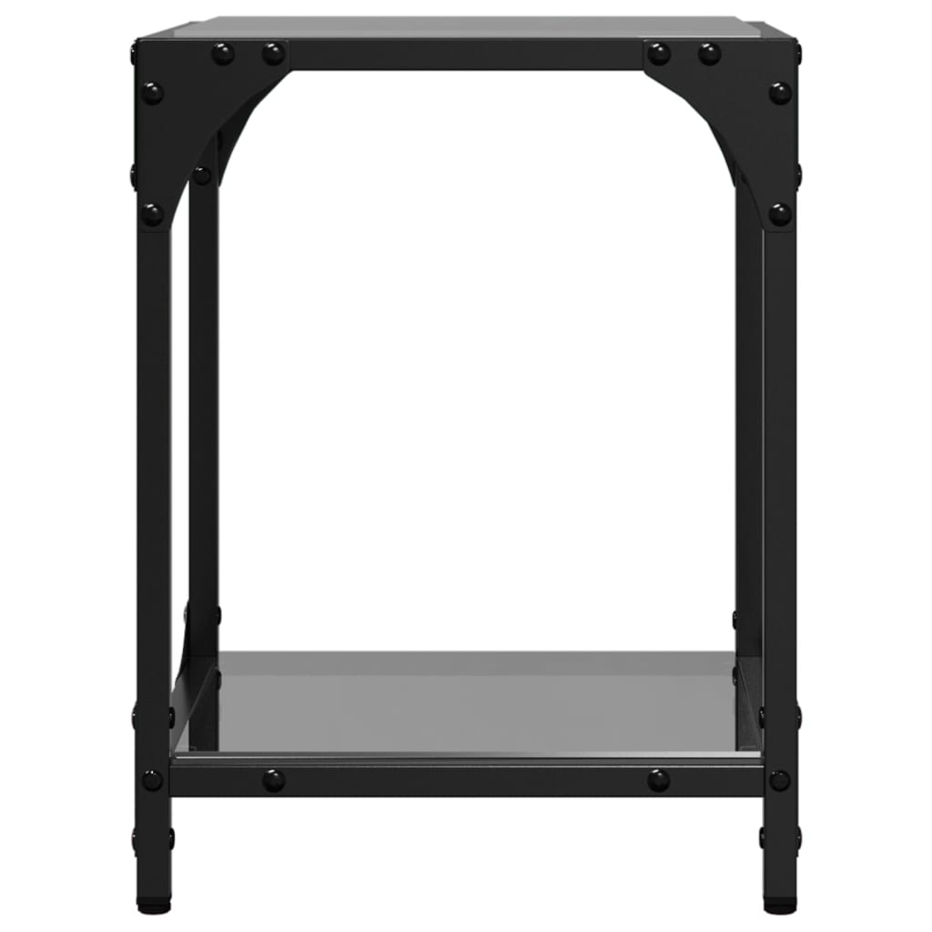 Sofaborde med glasplade 2 stk Sort 30x30x40 cm Stål