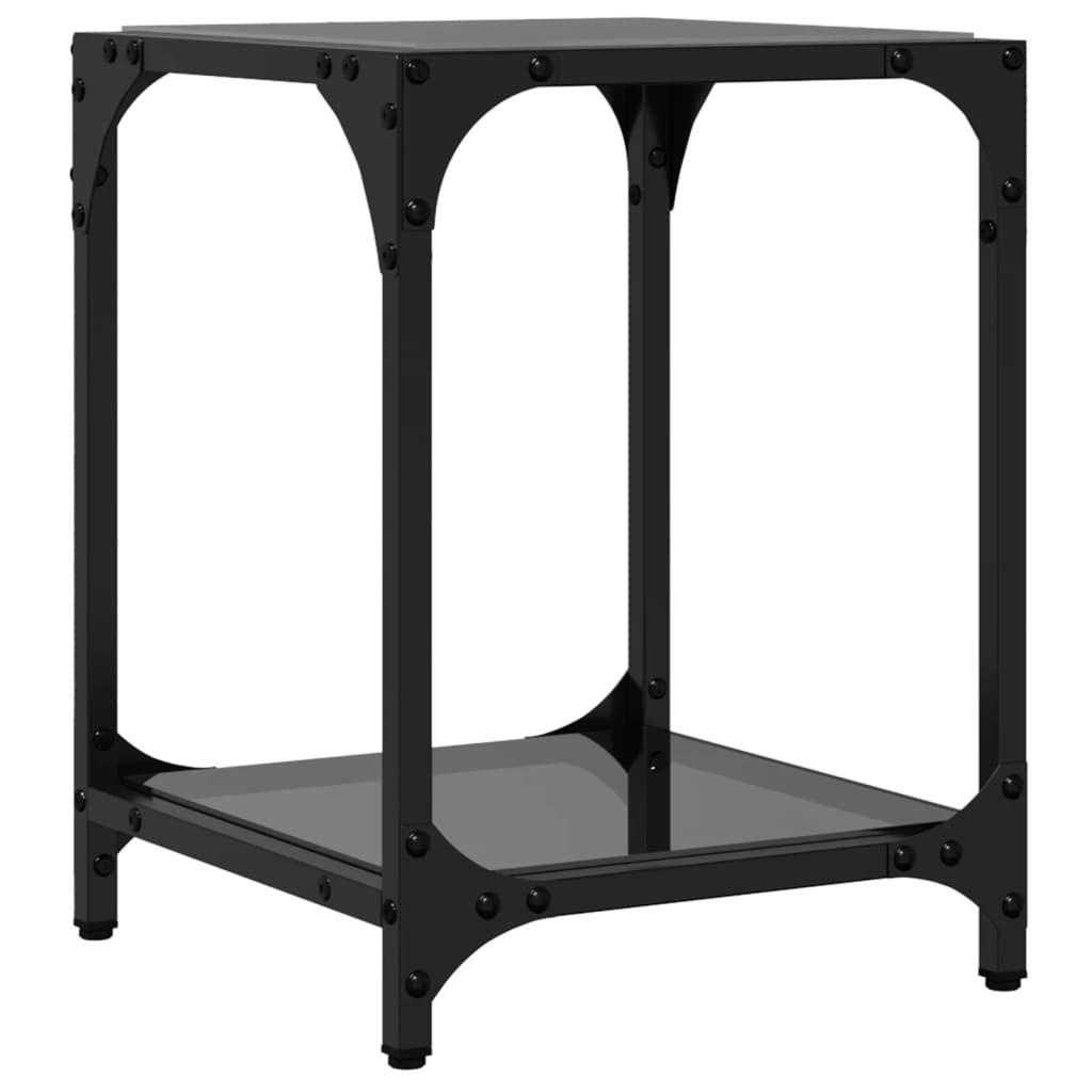 Sofaborde med glasplade 2 stk Sort 30x30x40 cm Stål