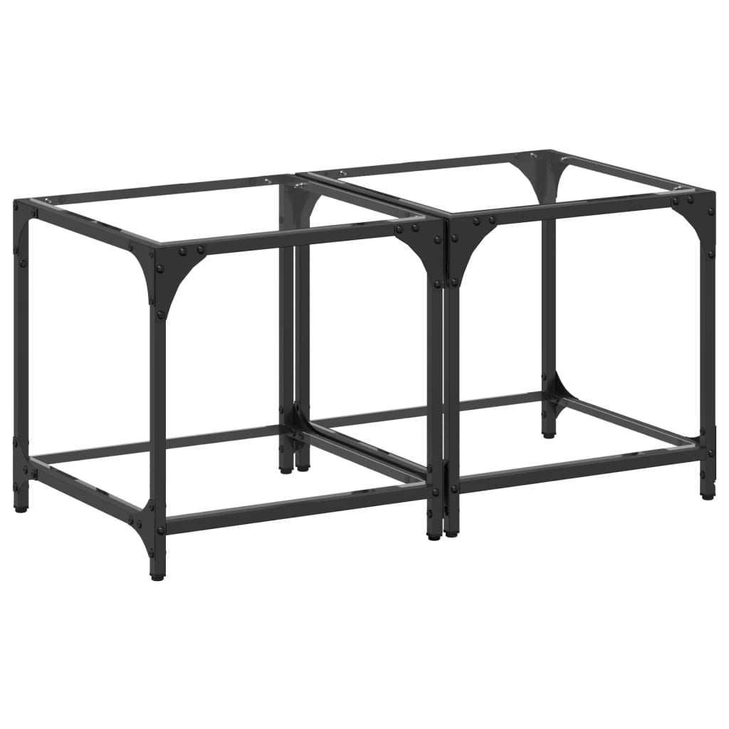 Sofaborde med glasplade 2 stk Transparent 40x40x40 cm stål