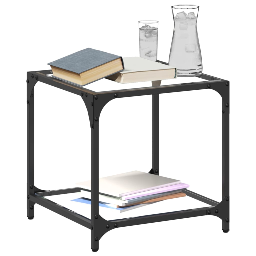 Sofaborde med glasplade 2 stk Transparent 40x40x40 cm stål