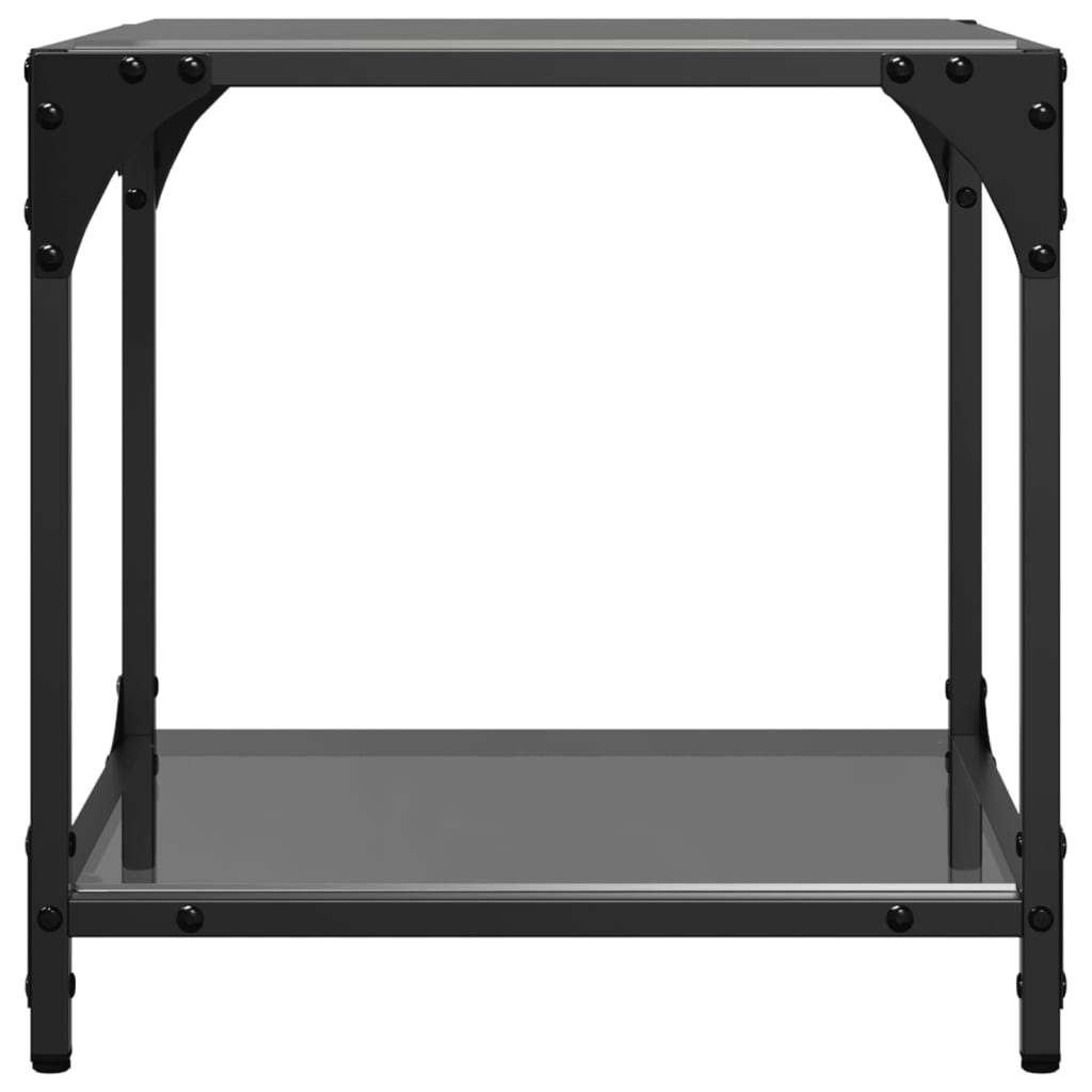 Sofaborde med glasplade 2 stk Sort 40x40x40 cm Stål