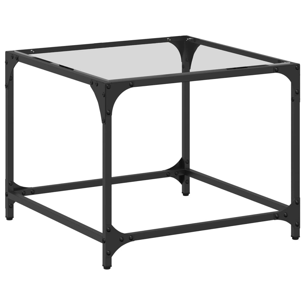 Sofabord med glasplade Gennemsigtig 50x50x40 cm Stål