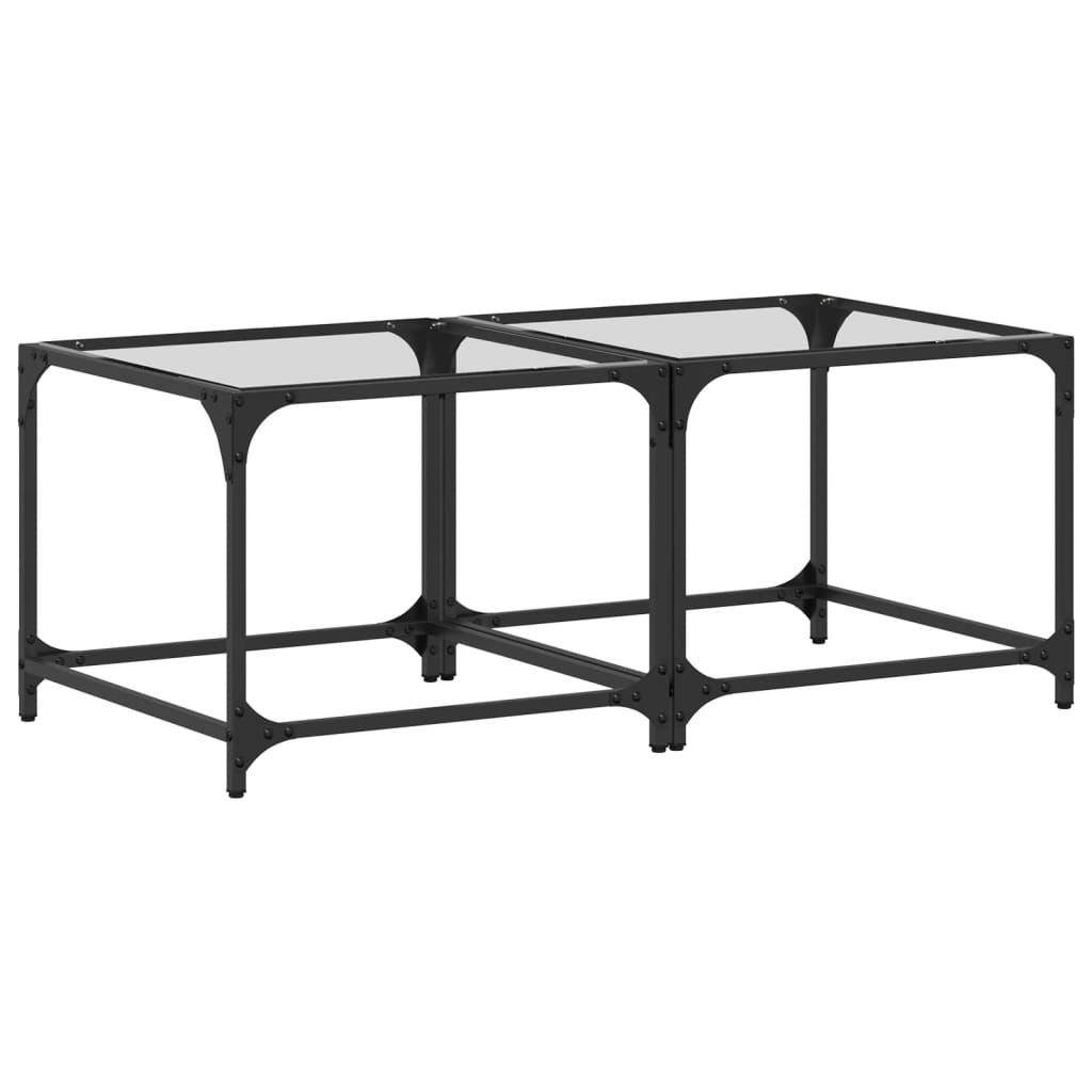Sofaborde med glasplade 2 stk Transparent 50x50x40 cm stål