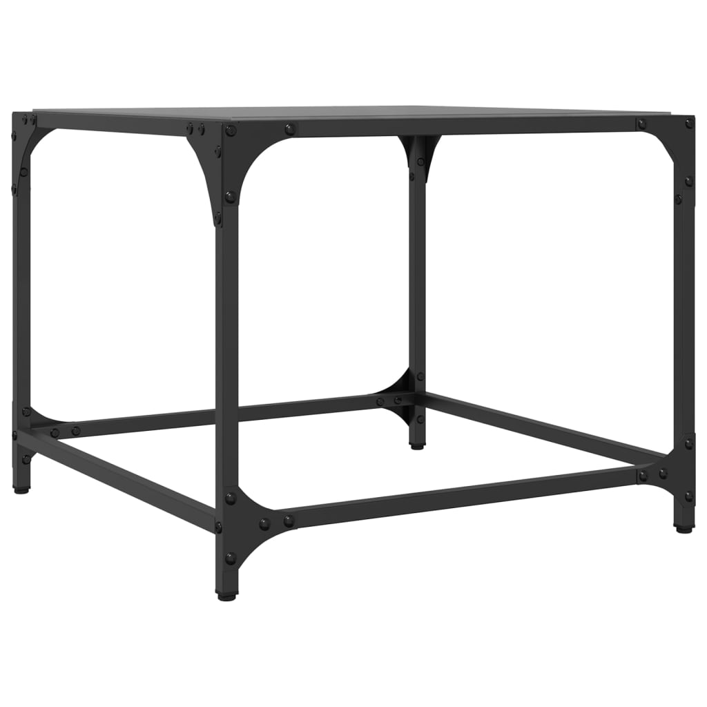 Sofaborde med glasplade 2 stk Sort 50x50x40 cm Stål