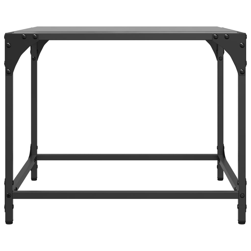 Sofaborde med glasplade 2 stk Sort 50x50x40 cm Stål