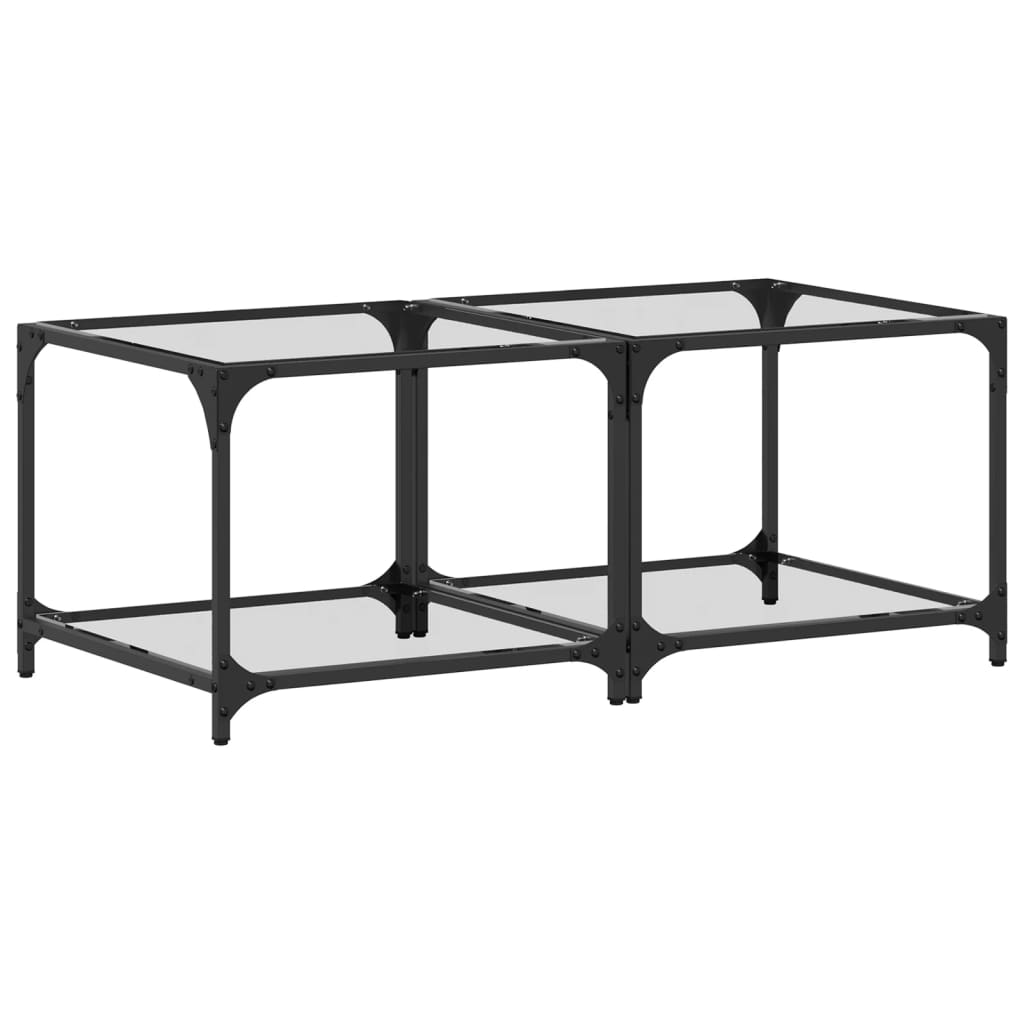Sofaborde med glasplade 2 stk Transparent 50x50x40 cm stål