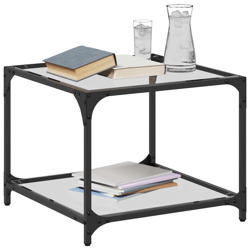 Sofaborde med glasplade 2 stk Transparent 50x50x40 cm stål