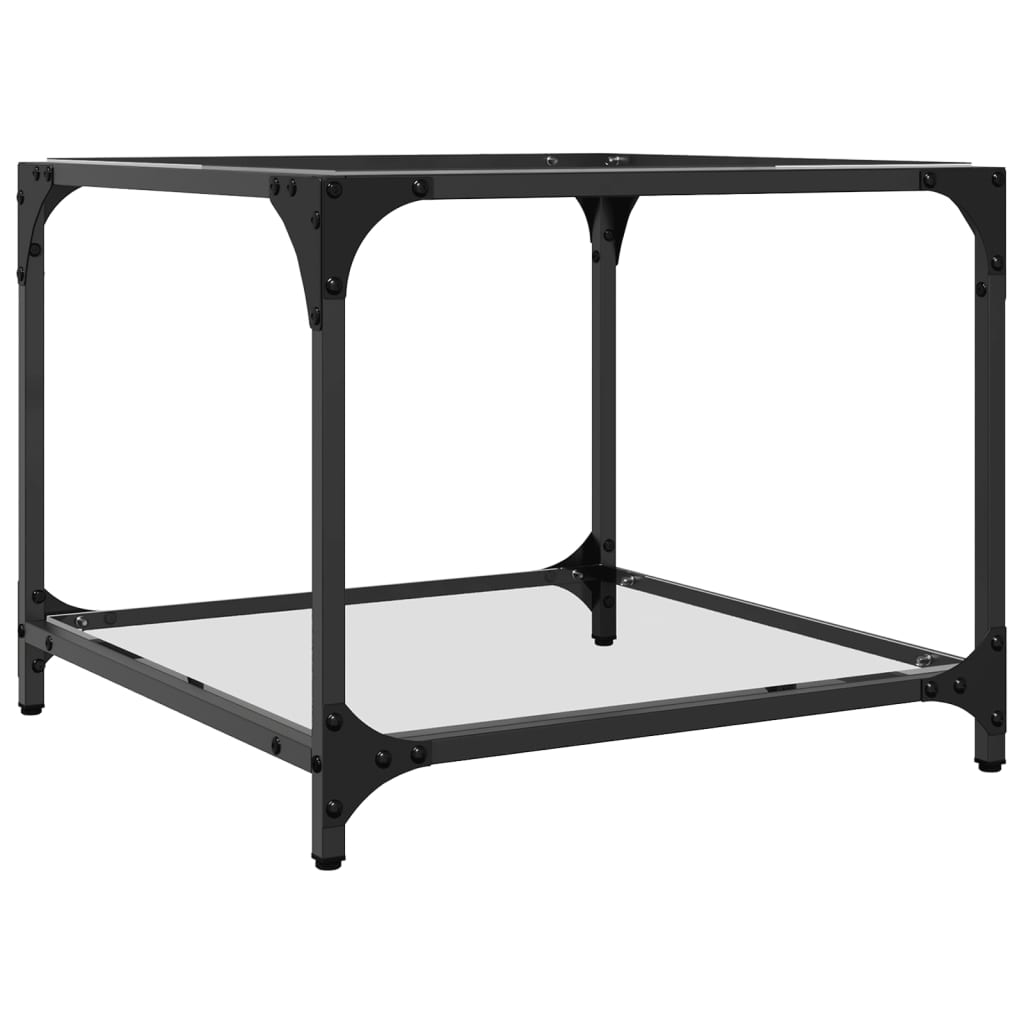 Sofaborde med glasplade 2 stk Transparent 50x50x40 cm stål