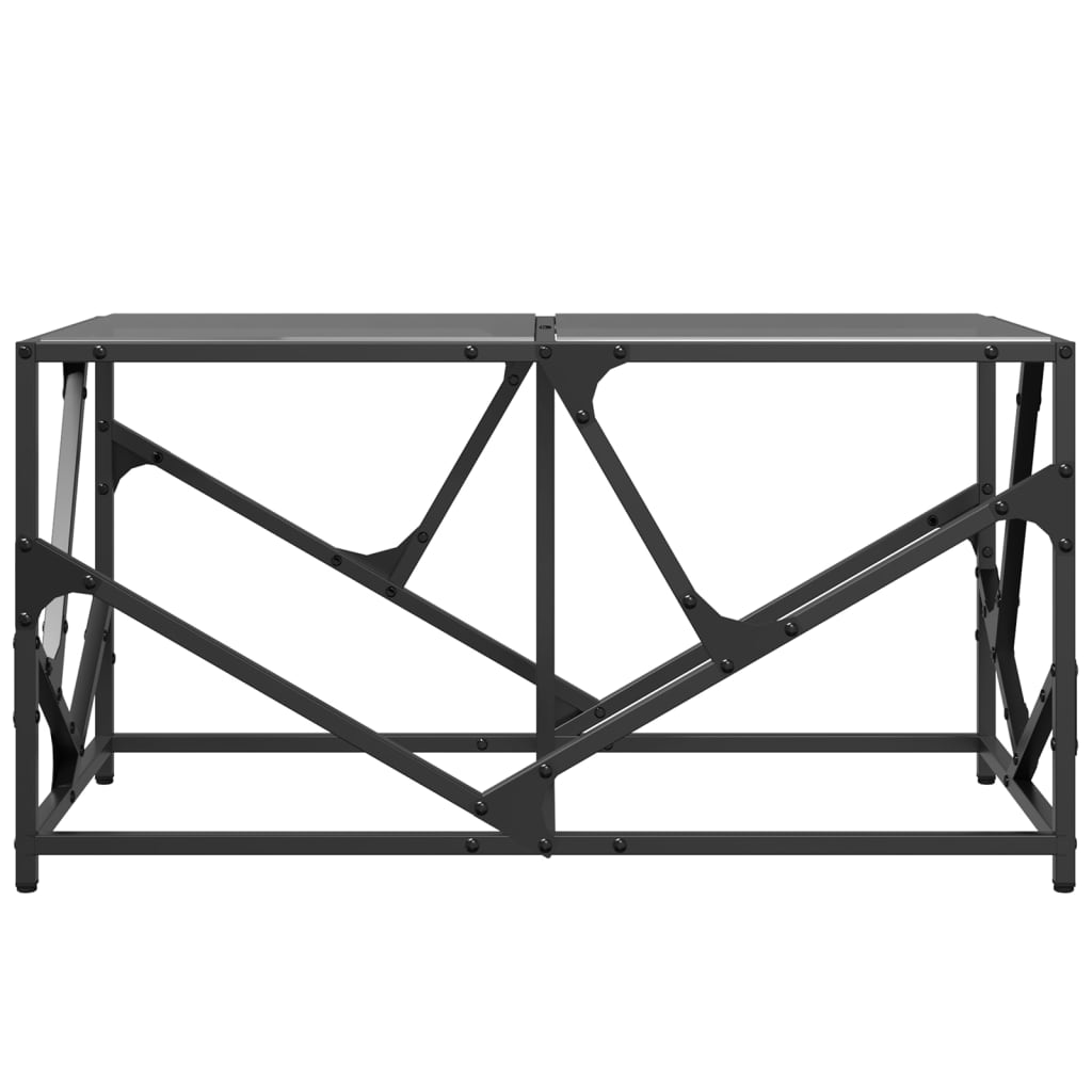 Sofabord med glasplade sort 78,5x40x41 cm stål