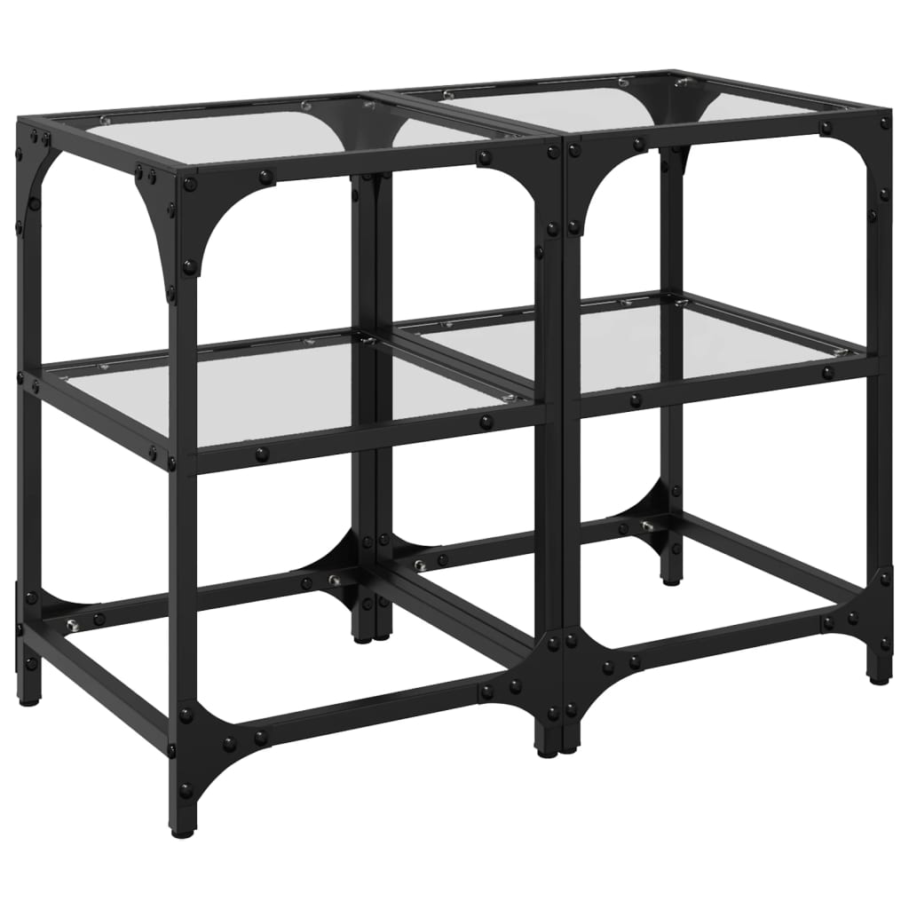 Sofaborde med glasplade 2 stk Transparent 30x30x45 cm stål
