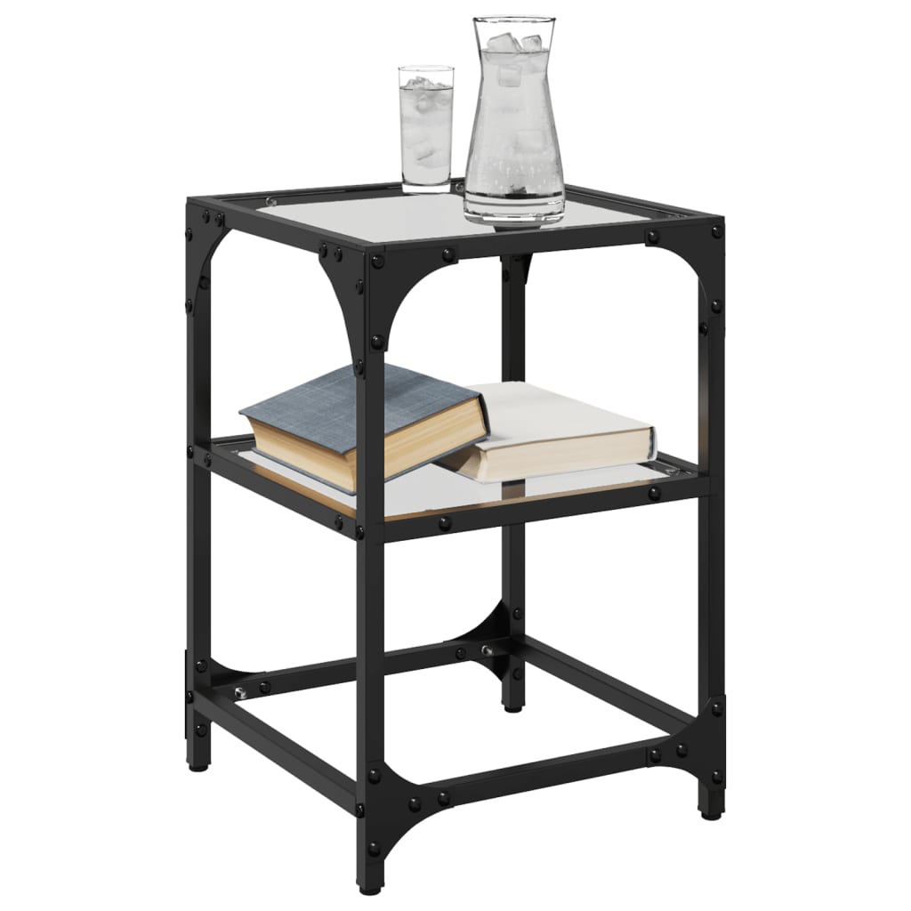 Sofaborde med glasplade 2 stk Transparent 30x30x45 cm stål
