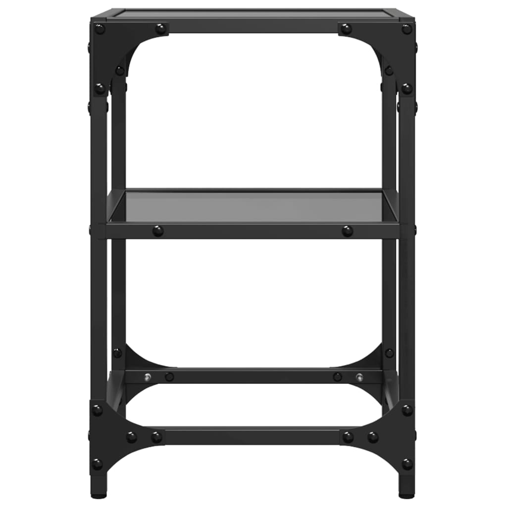Sofaborde med glasplade 2 stk Sort 30x30x45 cm Stål