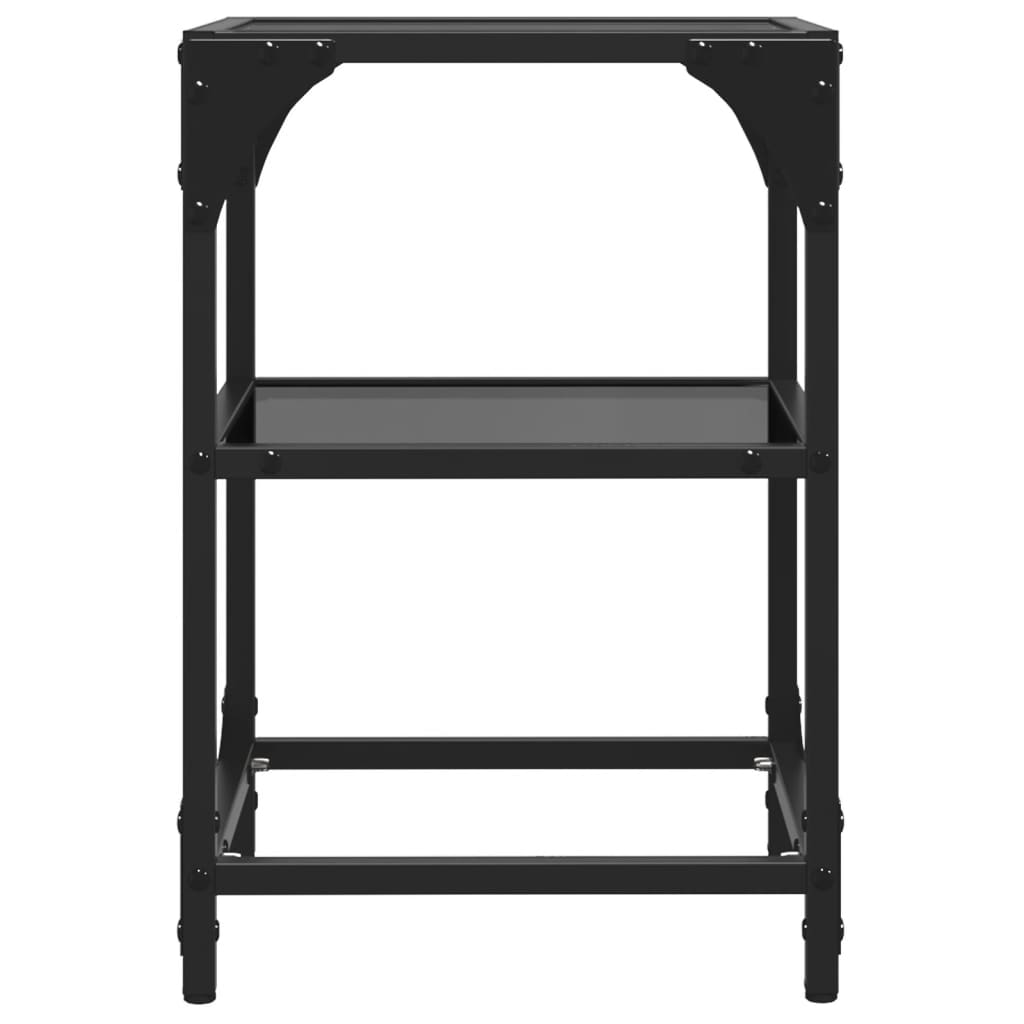 Sofaborde med glasplade 2 stk Sort 30x30x45 cm Stål