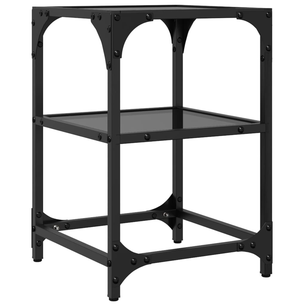 Sofaborde med glasplade 2 stk Sort 30x30x45 cm Stål