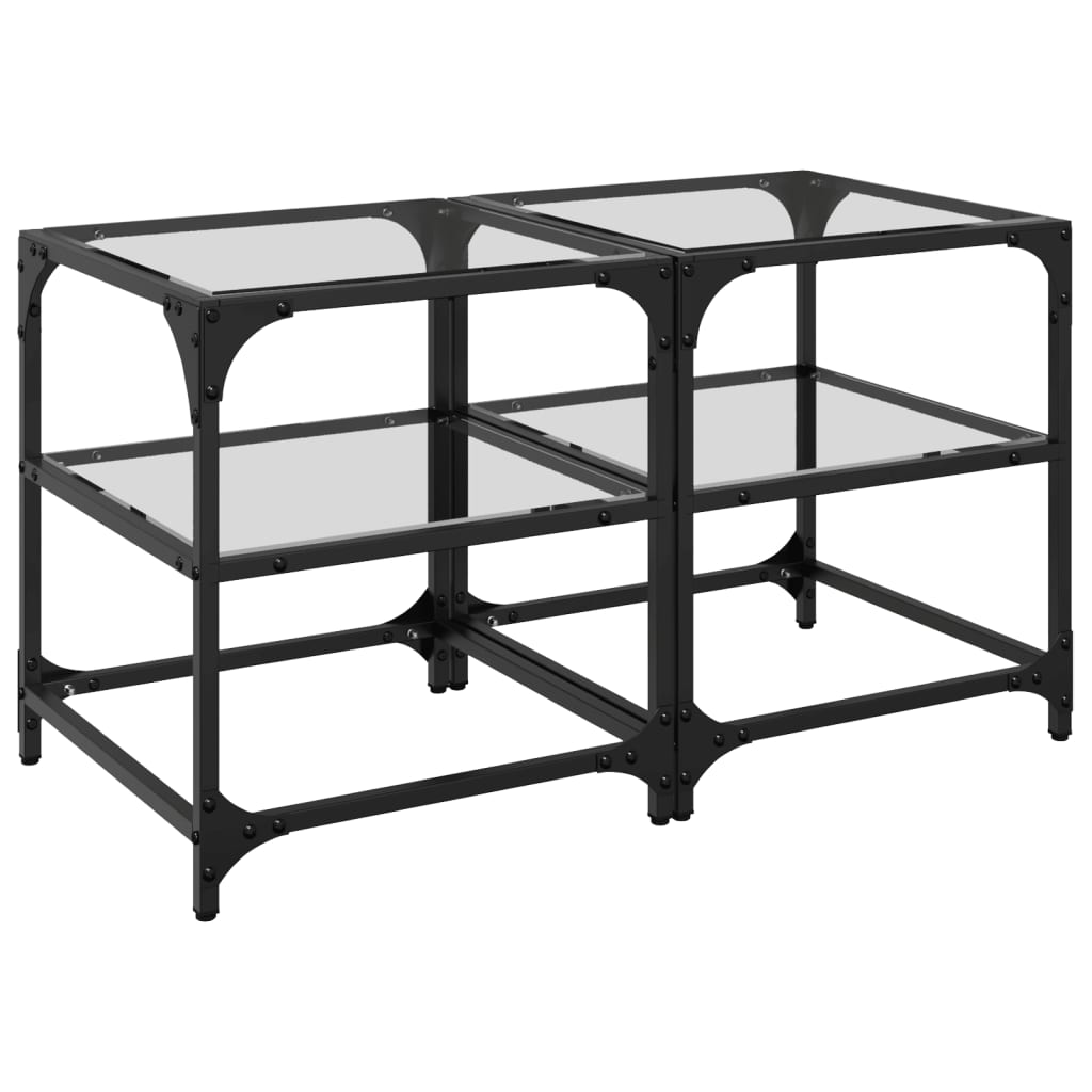 Sofaborde med glasplader 2 stk Transparent 40x40x45cm stål