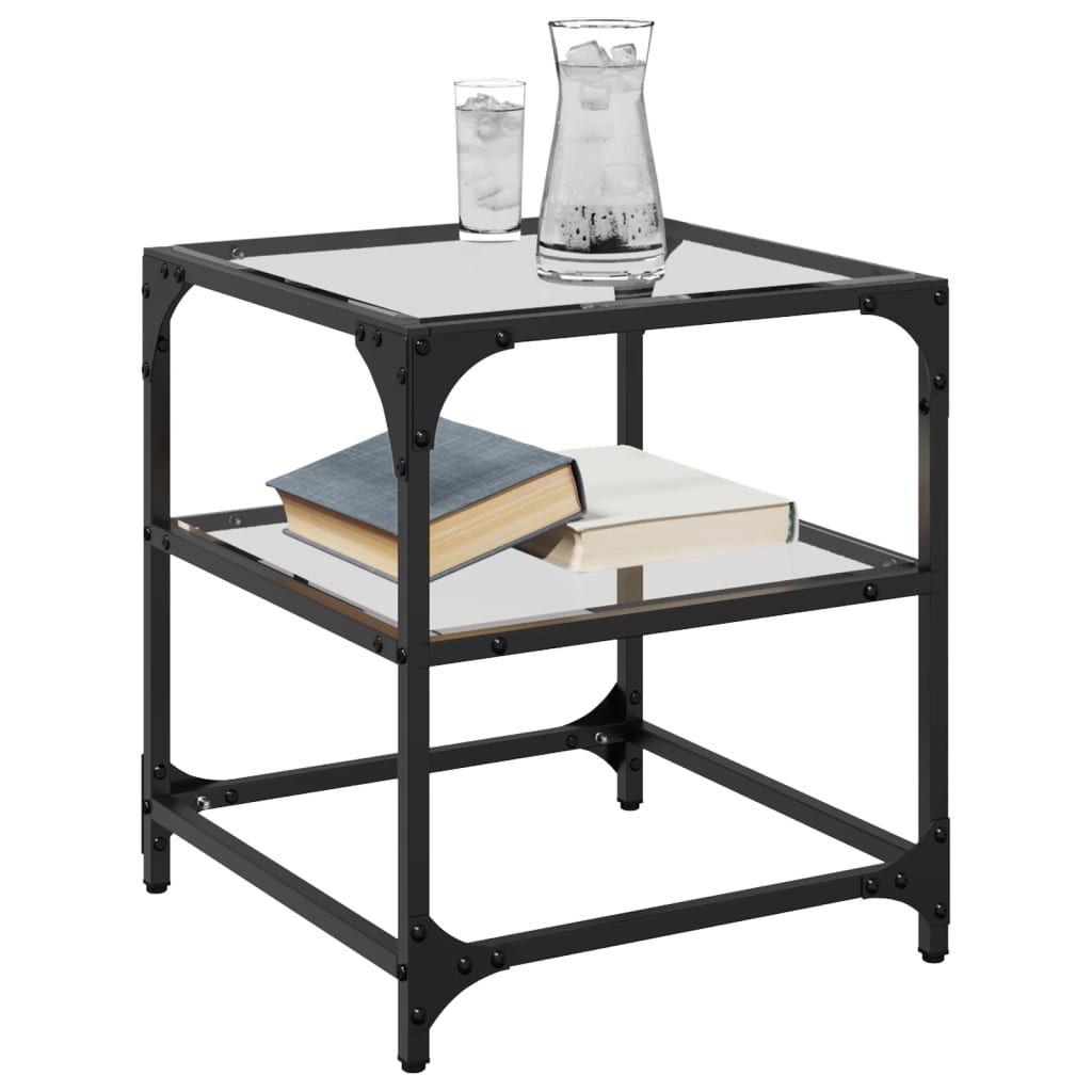 Sofaborde med glasplader 2 stk Transparent 40x40x45cm stål