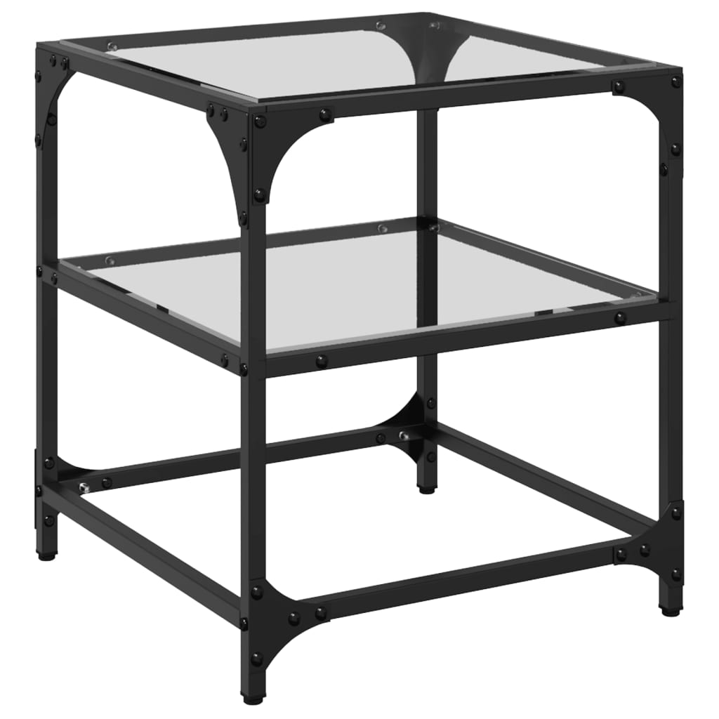 Sofaborde med glasplader 2 stk Transparent 40x40x45cm stål