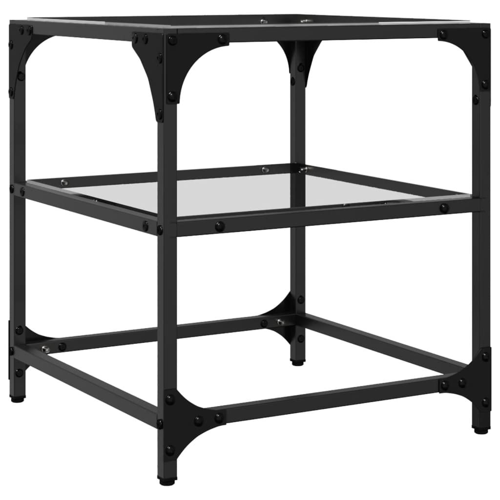 Sofaborde med glasplader 2 stk Transparent 40x40x45cm stål