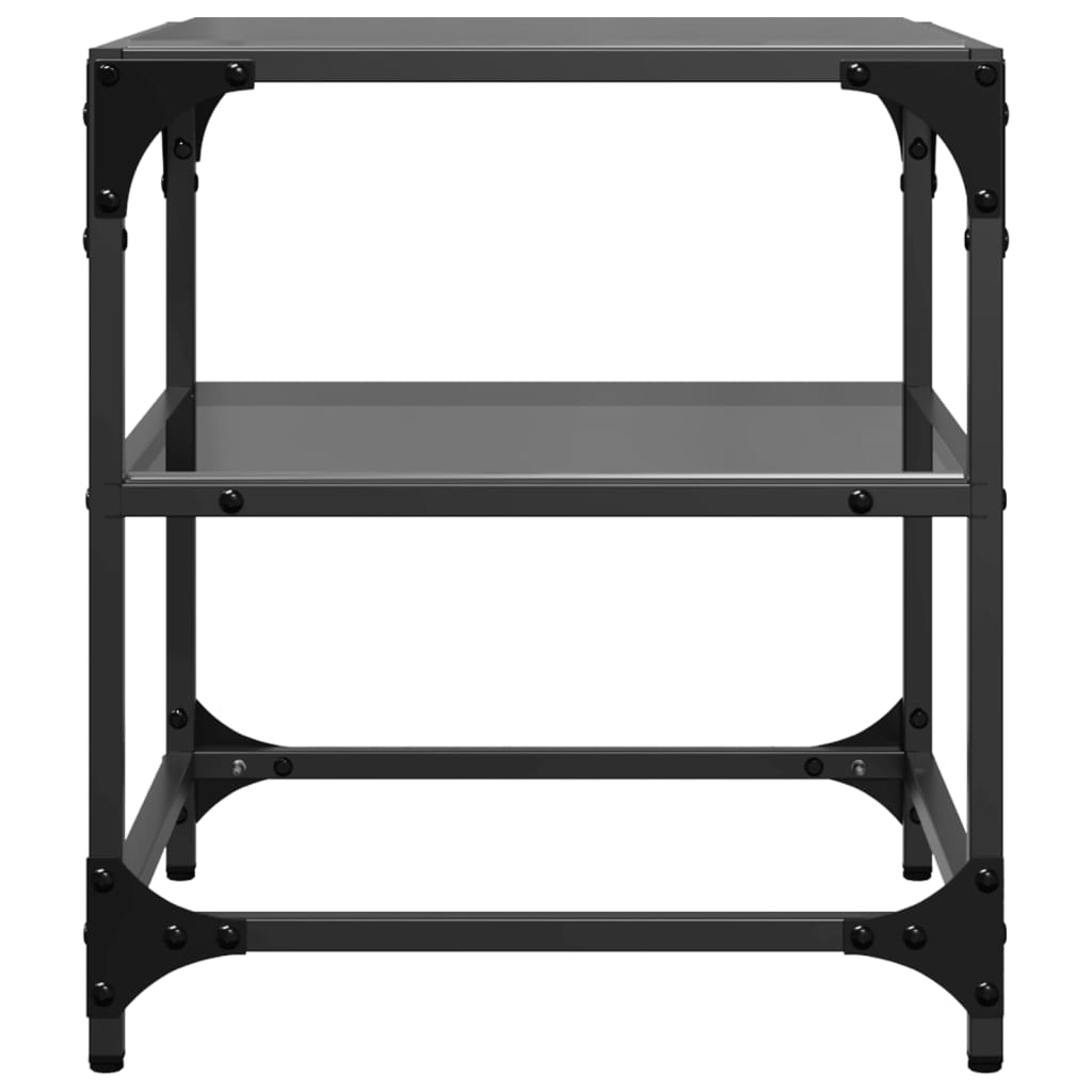 Sofaborde med glasplader 2 stk Sort 40x40x45 cm Stål