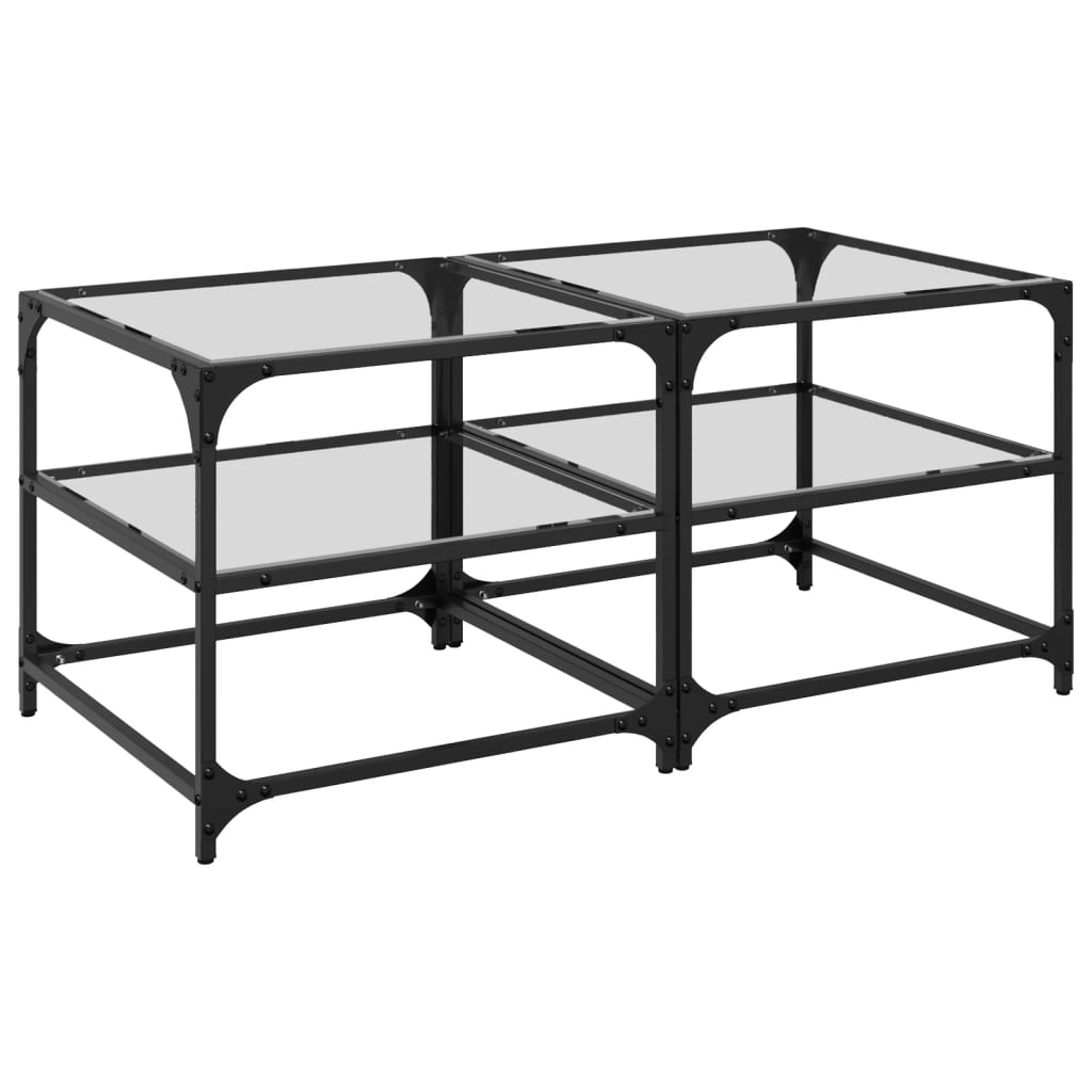 Sofaborde med glasplader 2 stk Transparent 50x50x45cm stål