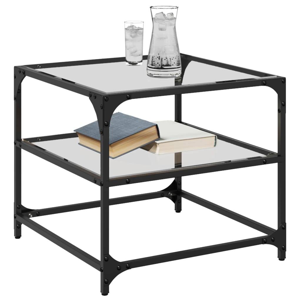 Sofaborde med glasplader 2 stk Transparent 50x50x45cm stål