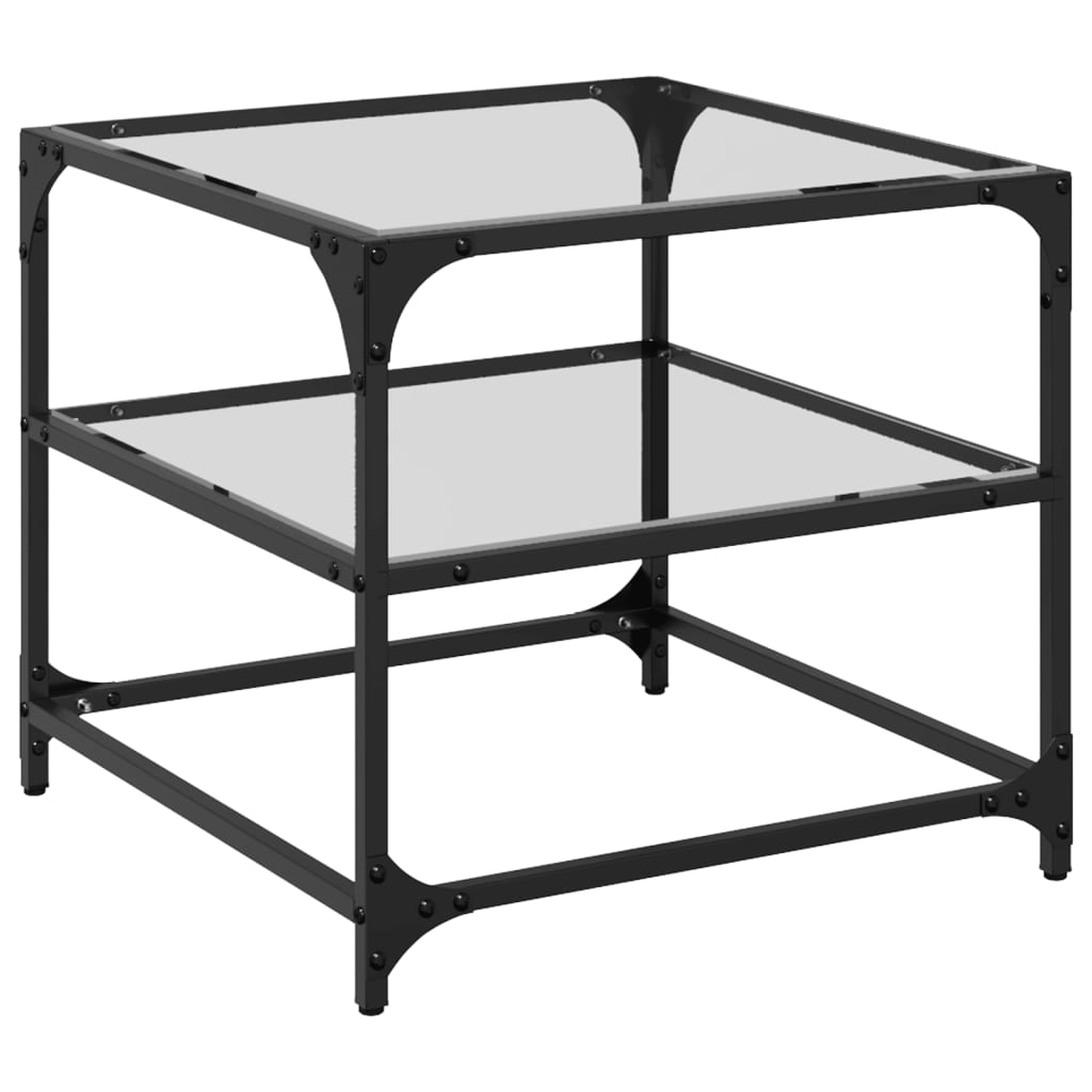 Sofaborde med glasplader 2 stk Transparent 50x50x45cm stål